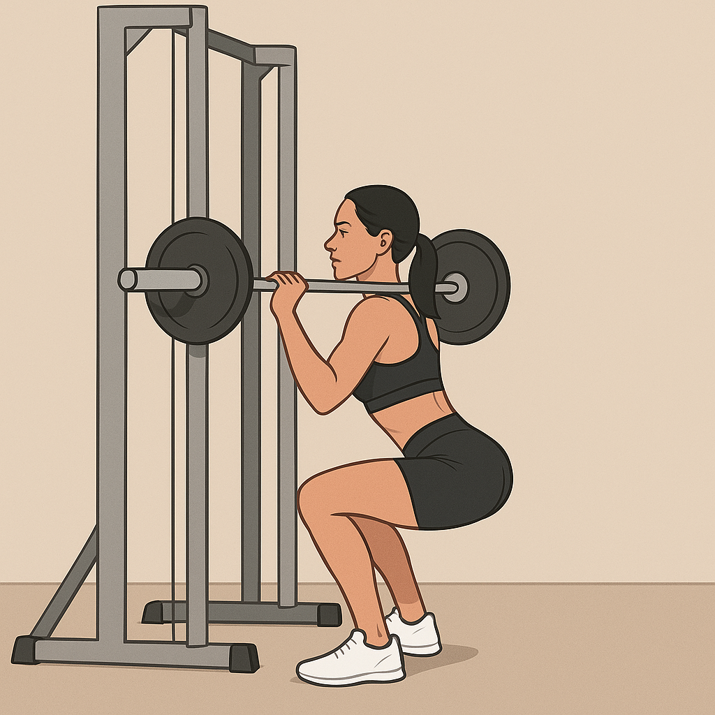 Exécution du Squat guidé (Smith)
